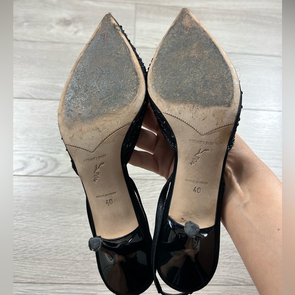 Rene Caovilla Black Sequin Pointed Toe Low Heels - Picture 4 of 13